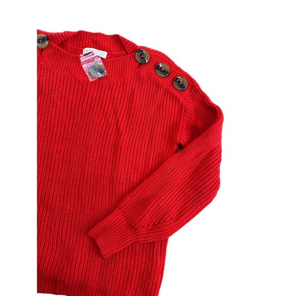 PHILOSOPHY Red Knit Button Detail Sweater Size Small NEW - Picture 3 of 6